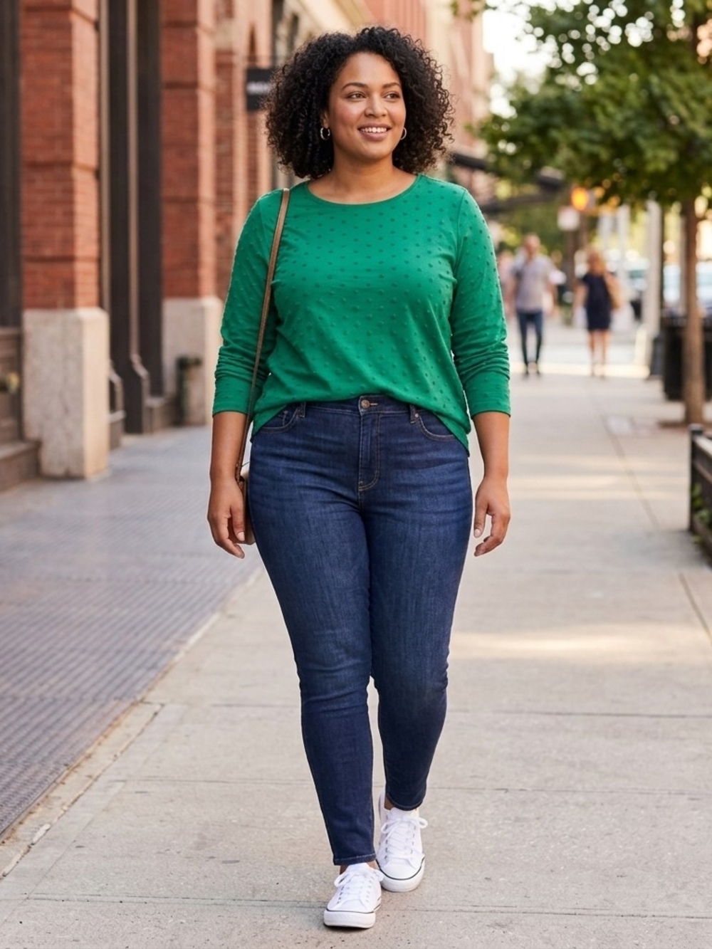 Talbots The Talbots Tee Kelly Green Swiss Dot Long Sleeve Tee Size 1X
